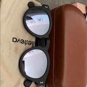Illesteva Leonard Matte Black Mirrored Sunglasses